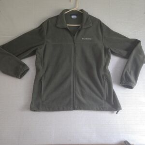 Columbia Jacket Mens Large Green Full Zip Fleece Hiking Outdoors Casual